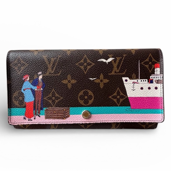 Louis Vuitton Illustration Transatlantic Monogram Sarah Wallet w/ Rose Ballerine
